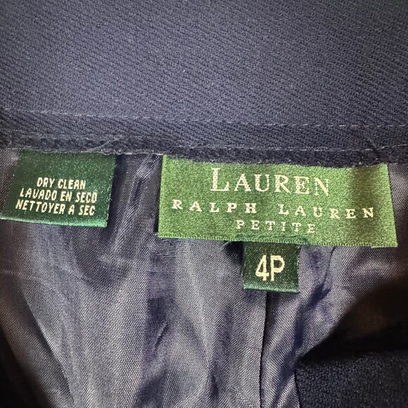 Lauren Ralph Lauren Wool Blend High Rise Dress Pant Corpcore Career Navy 4Petite - Picture 9 of 14